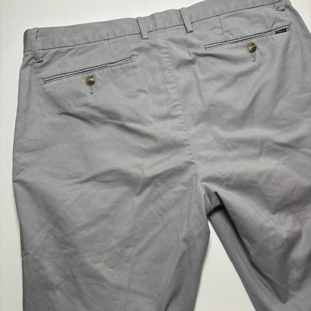 Polo Ralph Lauren Stretch Slim Fit Chino Pant Mens 34x32 Gray Cotton Twill - Picture 2 of 9